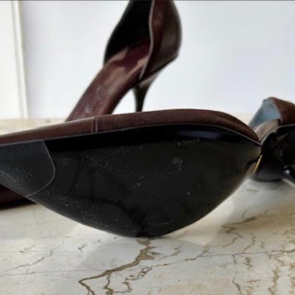 Authentic Giorgio Armani High Heel Shoes in Brown Leather and Suede - Unused - Picture 6 of 7